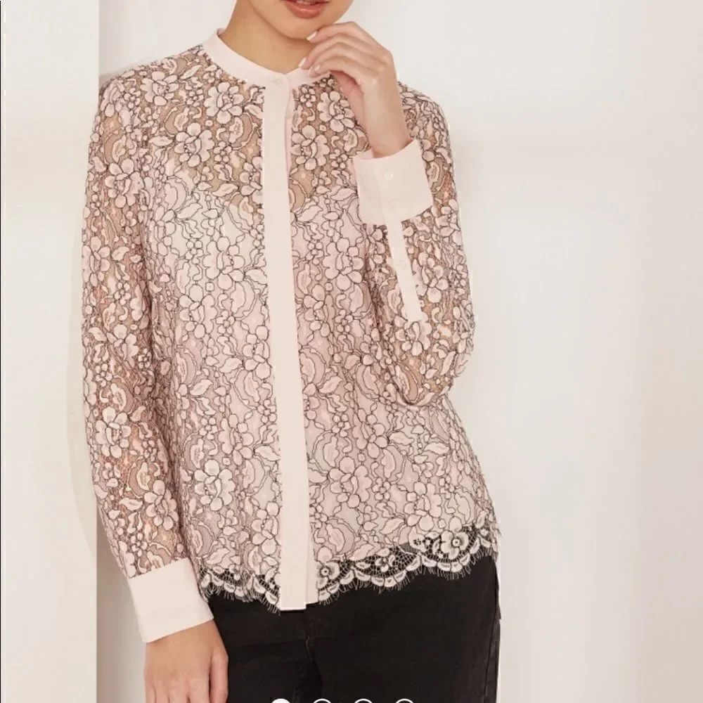 J Crew Button-up lace top